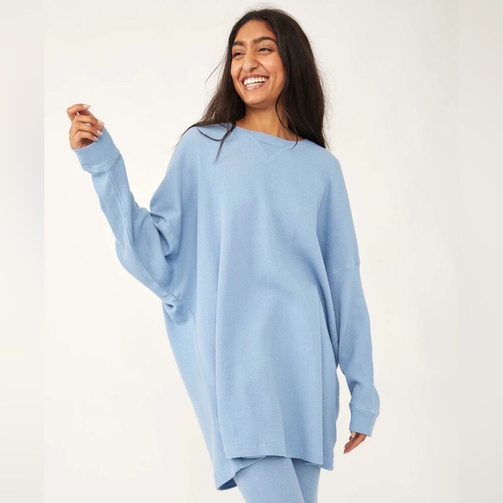 Intimately By Free People Early Night Thermal in Blue Rainy Season Size Large